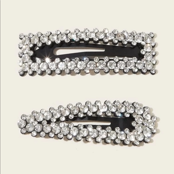 2 Pc. Rhinestone Snap Hair Clips - Picture 1 of 3